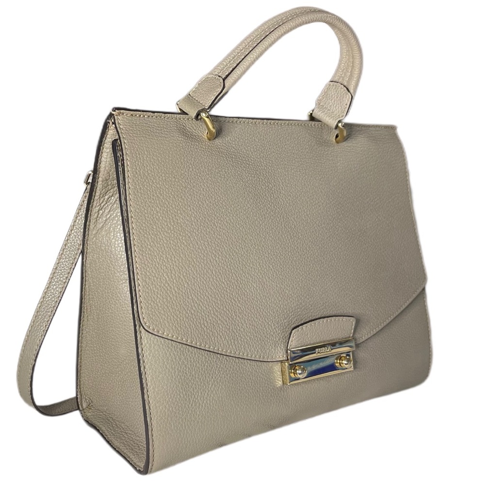 Furla Julia 2 way Gray Leather Handbag and Shoulder Bag